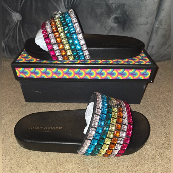 Like New Kurt Geiger Meena Eagle Jewel Slides - Picture 5 of 14